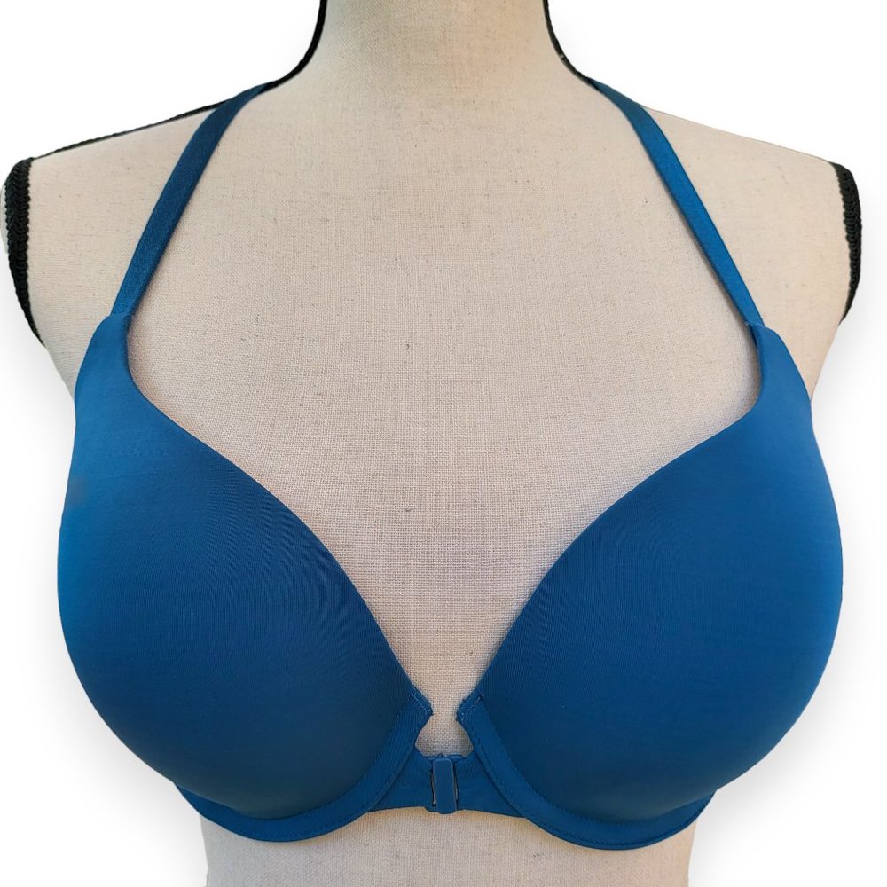 Victoria's Secret Perfect Shape Lined Racerback Demi Bra 34D Blue